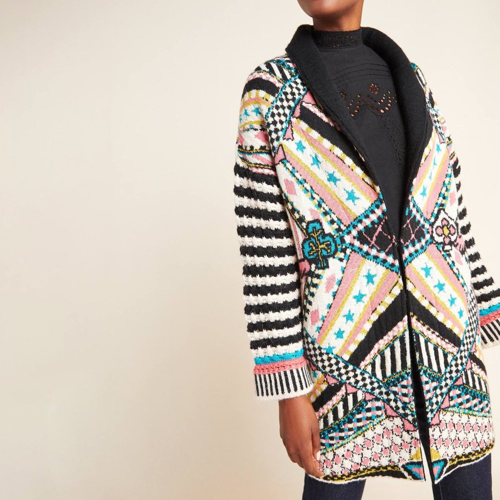 Anthropologie Josefana Jacquard Sweater Coat